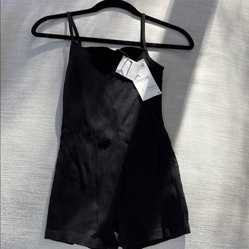 Zara Black Ribbed Jumpsuit